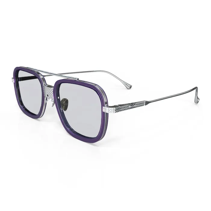 ONESEC EYEWEAR Titanium Alloy Plate Frame Square Sunglasses Unisex-7