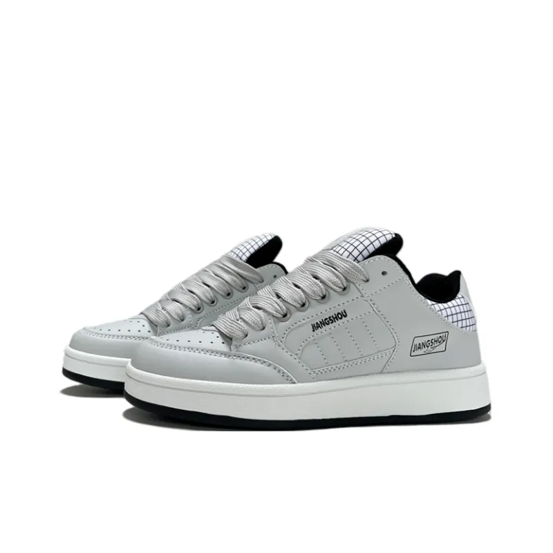JIANGSHOU Lightweight Anti Slip And Wear Resistant Low Top Skateboard Shoes Unisex Gray-3