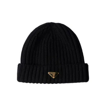 PRADA Triangle-logo Ribbed Beanie
