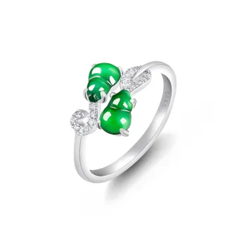 Double Happiness Gift Ice Type Jadeite Rings Women's