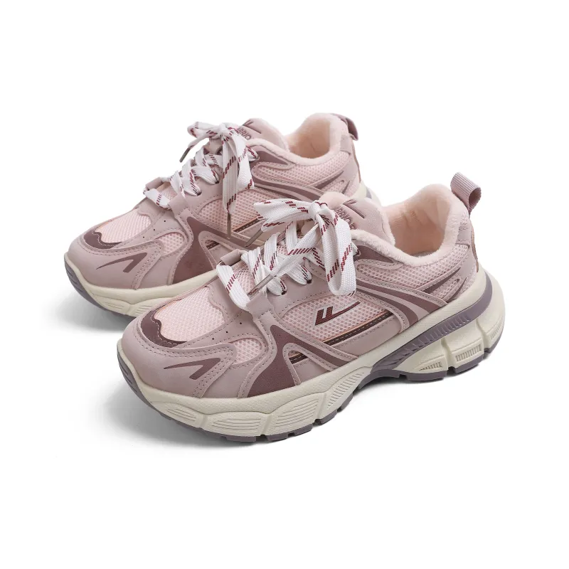 Warrior Slip Resistant Warm And Wear Resistant Low Top Chunky Sneakers Women's Pink-1