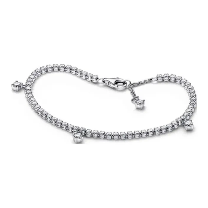 Pandora 925 Sterling Silver Synthetic Cubic Zirconia Bracelets Women's Silver-0