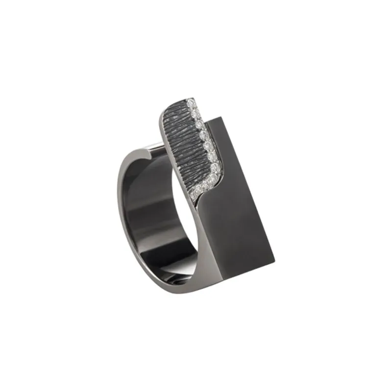 ICEWALD 925 Sterling Silver Rings Women's Dark Gray-0