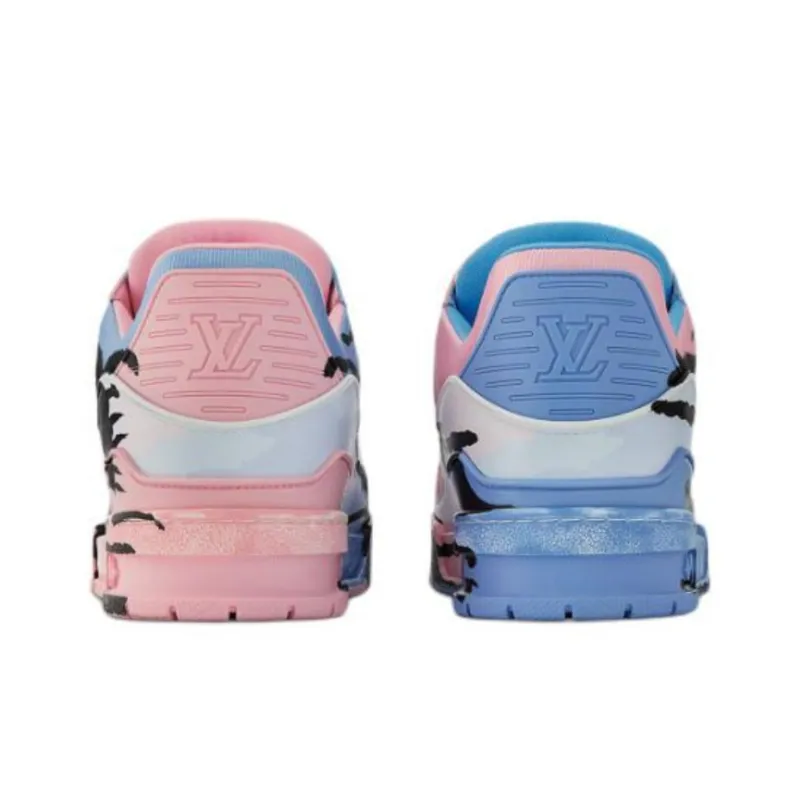 LOUIS VUITTON Trainer Low Top Skateboard Shoes Unisex Blue Pink-4
