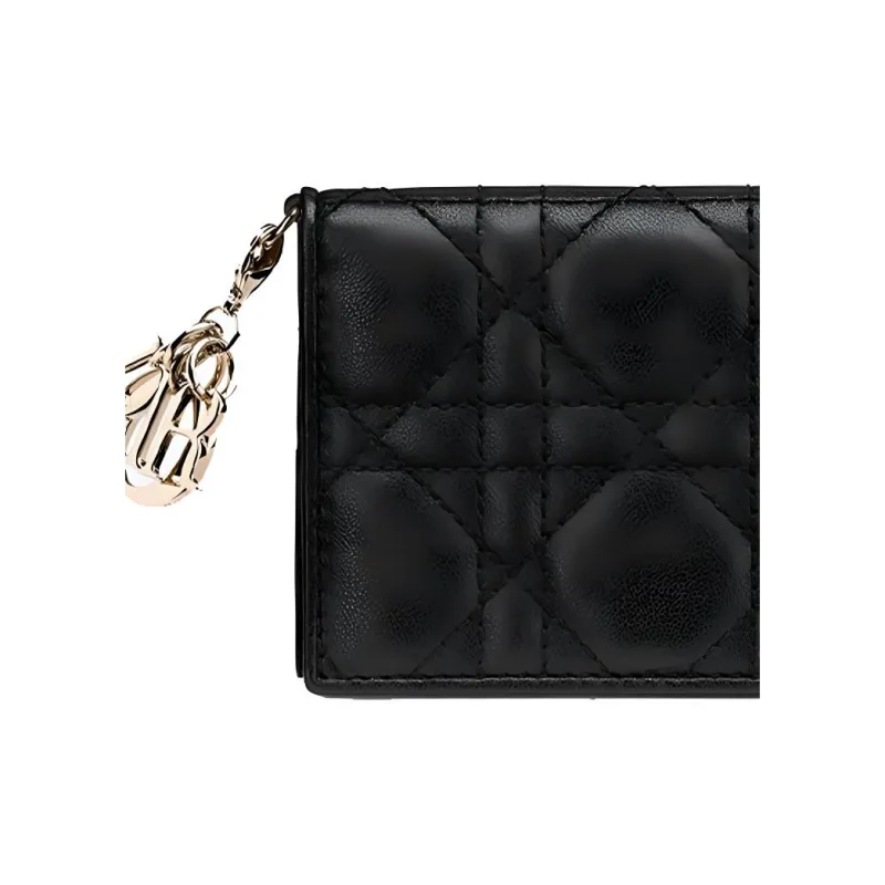 DIOR Lady Dior Sheepskin Card Holder Card Holder Women's Black-3