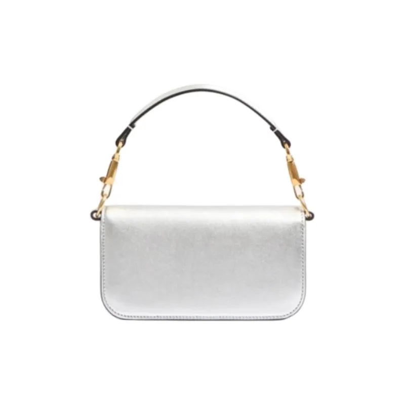Valentino Cow Leather Shoulder Bag Crossbody Bag Handbag Small Size Women's Silver-3