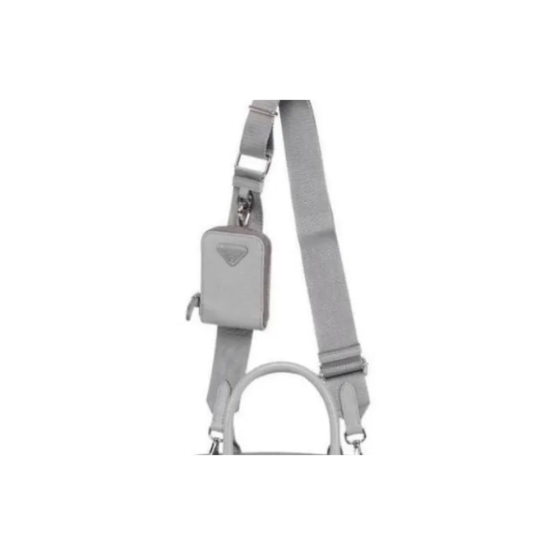 PRADA Leather Shoulder Bag Crossbody Bag Handbag Small Size Women's Gray-3