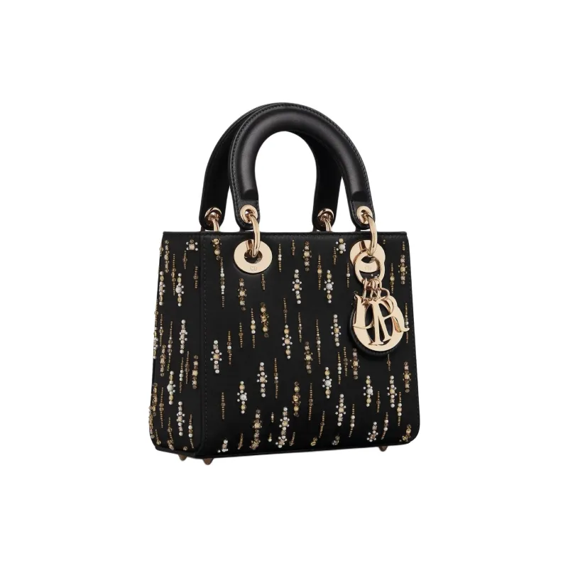 DIOR Lady Dior Fabric Shoulder Bag, Crossbody Bag, Handbag Small Size Women's Black-2