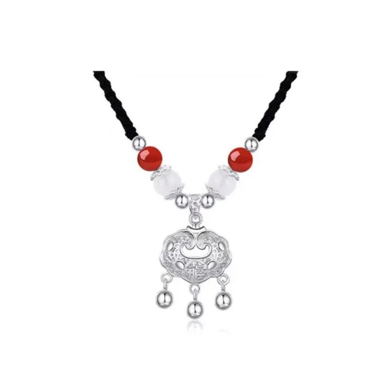Muyan Alloy Peace Lock Auspicious Necklace Unisex-4