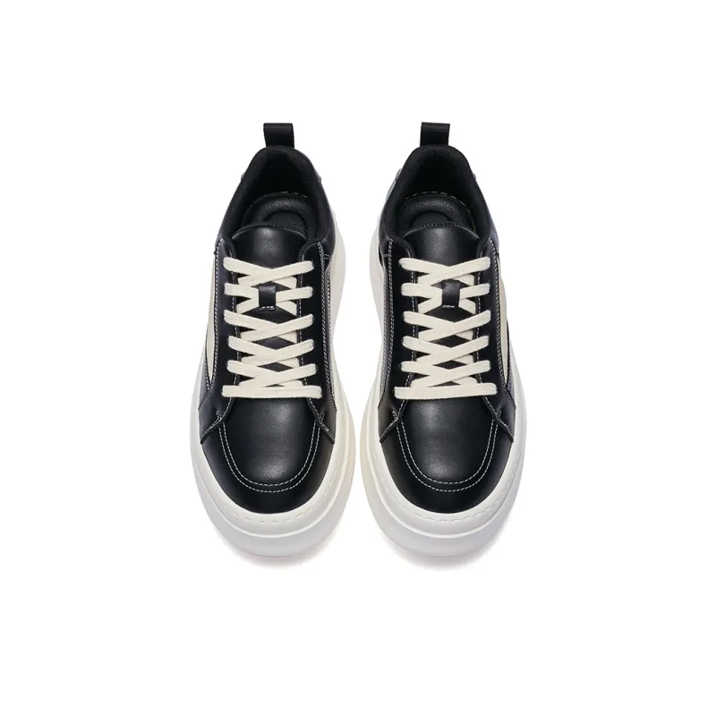 ΛOLUNKΛ Slip Resistant Cushioning Low Top Skateboard Shoes Men's Black-3