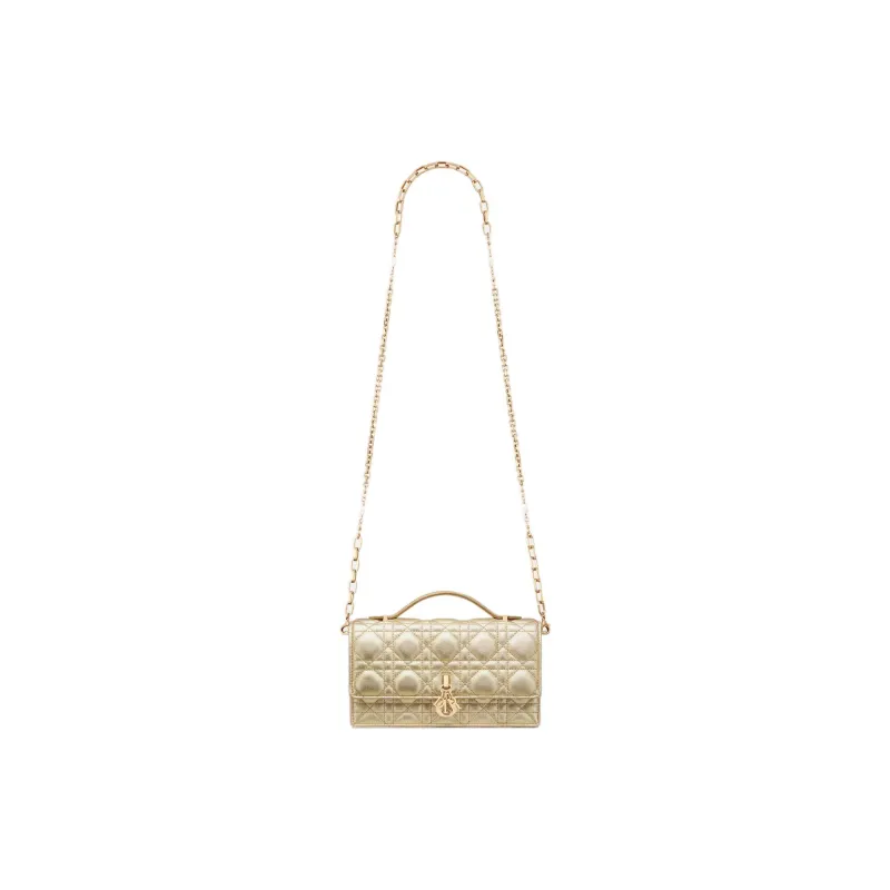 DIOR Calfskin Shoulder Bag, Crossbody Bag, Handbag Mini Women's Metal Gold-1