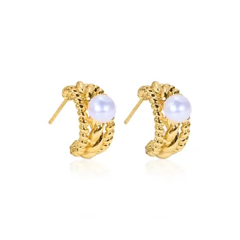IDOKAWA Freshwater Pearl Earrings Women's White Gold