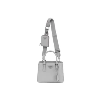 PRADA Leather Shoulder Bag Crossbody Bag Handbag Small Size Women's Gray