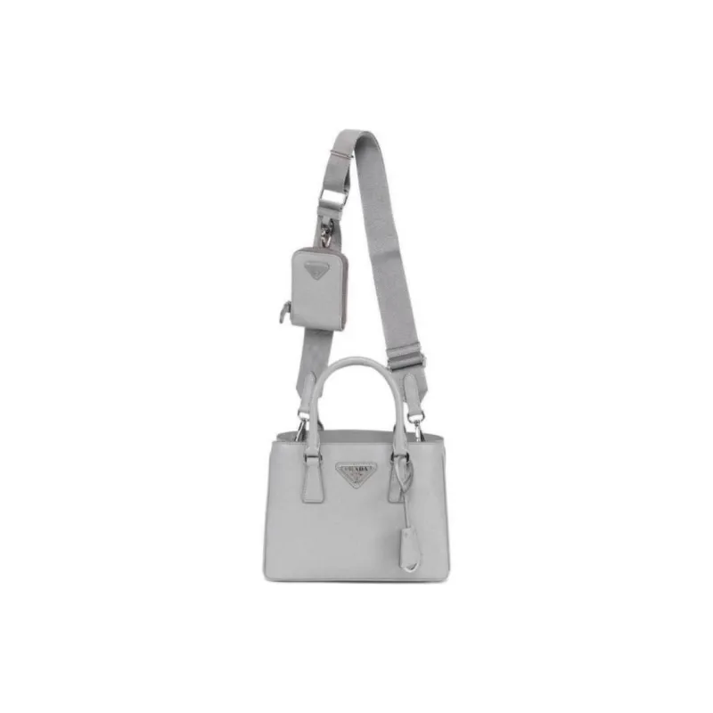 PRADA Leather Shoulder Bag Crossbody Bag Handbag Small Size Women's Gray-0