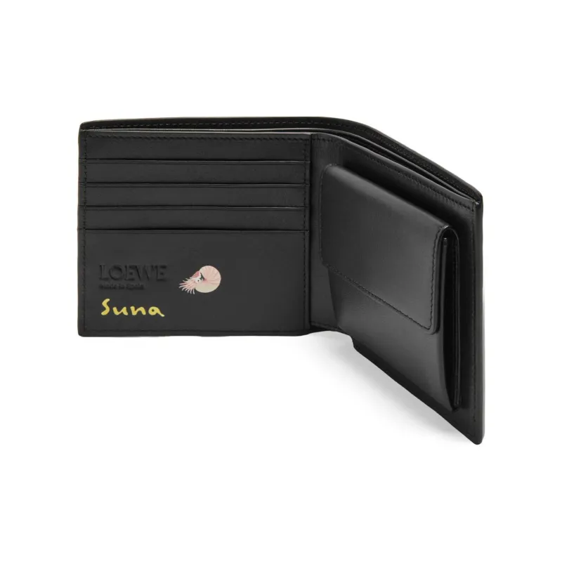 LOEWE Suna Fujita Collaboration Napa Calf Leather Coin Purse Unisex Black-2