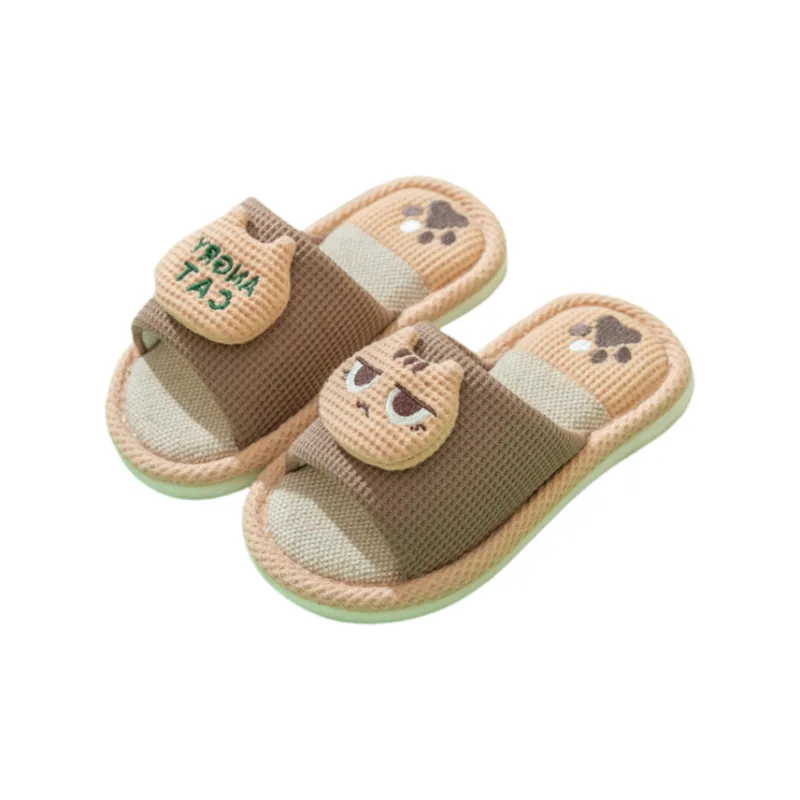 Yalu Parent Child Slippers Home Indoor Linen Slippers For Adults And Kids, Preschool Cartoon Dinosaur Slippers-12