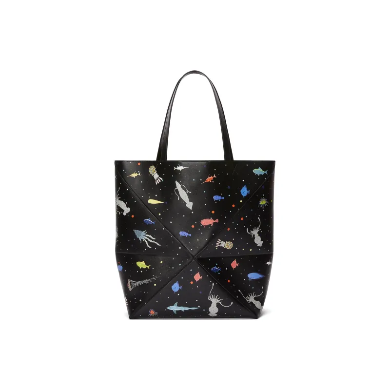 LOEWE Puzzle Fold Cow Leather Tote Bag, Shopping Bag, Handbag Extra Large Women's Black Multicolor-3