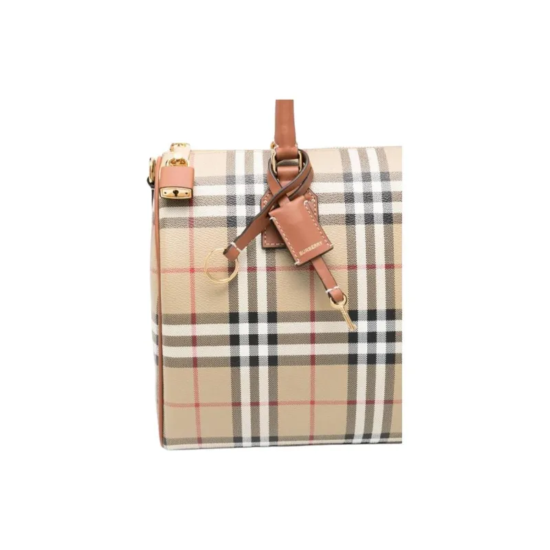 Burberry Calfskin Shoulder Bag, Crossbody Bag, Handbag Women's Beige & Multicolor-2