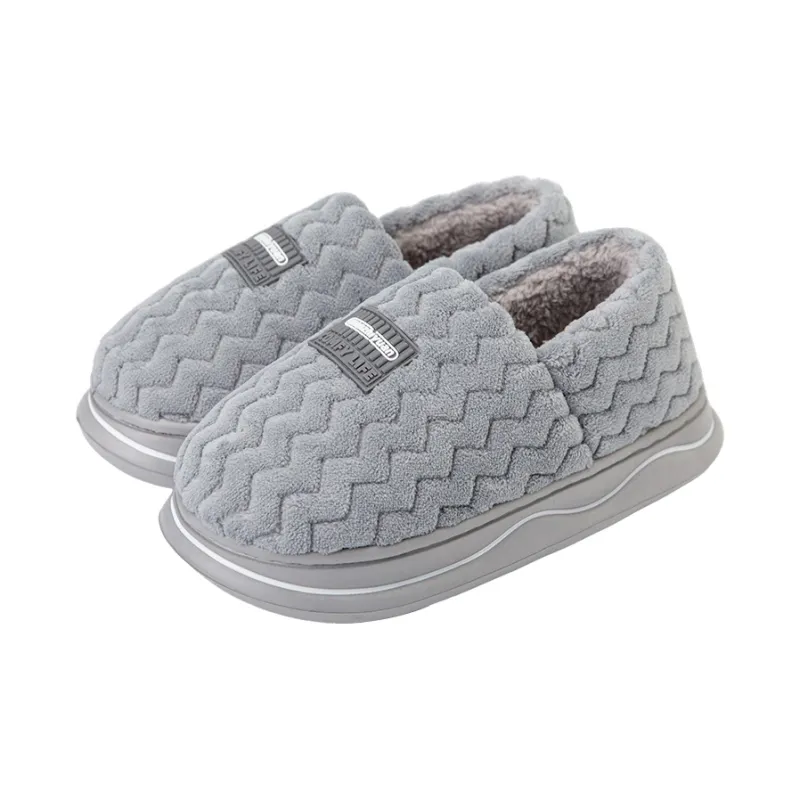 Warm Edge Unisex Minimalist Style Home Indoor Fall And Winter Slip Resistant Fleece Lined Warm Couple Padded Shoes-12