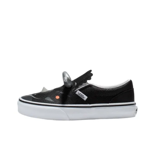 Vans Slip-on Anti-Slip Wear-Resistant Low-Top Kids' Skateboarding Shoes Black/White Teenagers