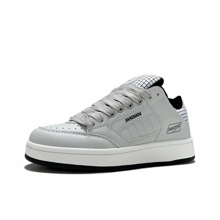 JIANGSHOU Lightweight Anti Slip And Wear Resistant Low Top Skateboard Shoes Unisex Gray-2