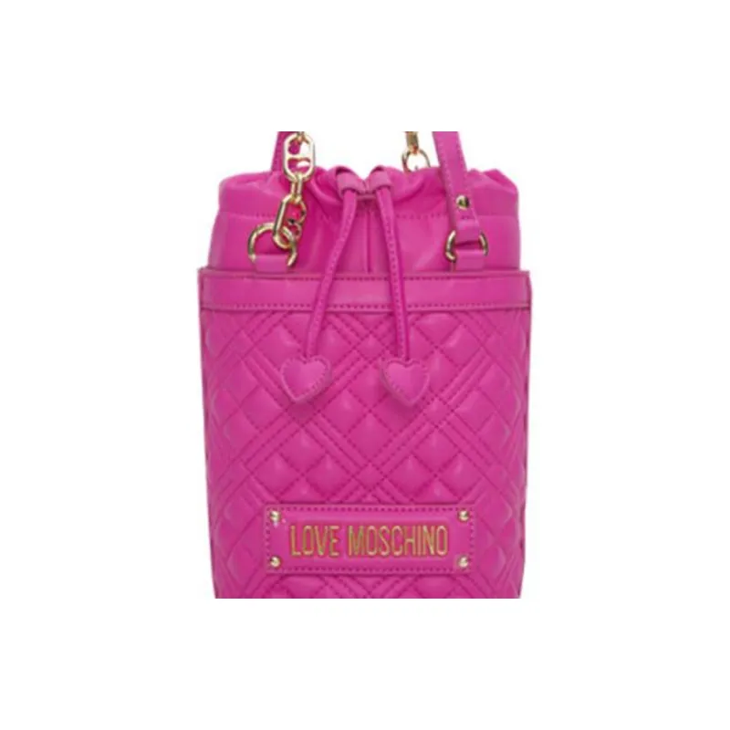 LOVE MOSCHINO Synthetic Leather Bucket Bag Handbag Shoulder Bag Small Size Women's Fuchsia-3