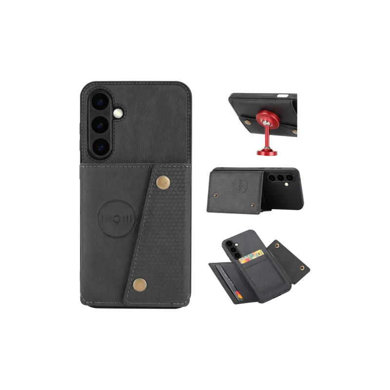 ZHUOJI Double Buckle Card Wallet Material Phone Cases Compatible With Samsung S25/Galaxy S25+/S25 Ultra-1