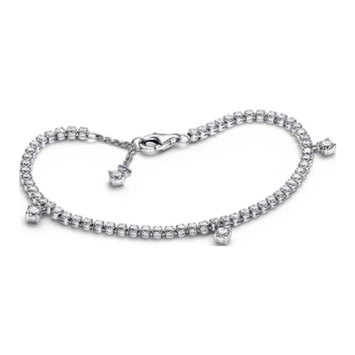 Pandora 925 Sterling Silver Synthetic Cubic Zirconia Bracelets Women's Silver-1