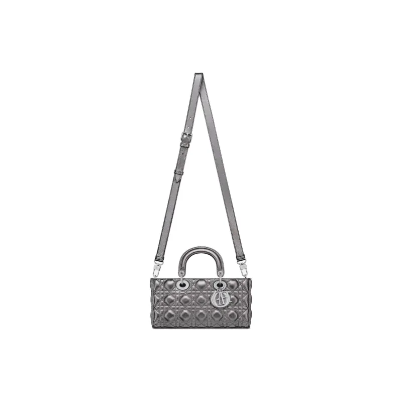DIOR Lady D JOY Calfskin Tote Bag, Shopping Bag, Shoulder Bag, Crossbody Bag, Handbag Medium Size Women's Metallic Gray-2