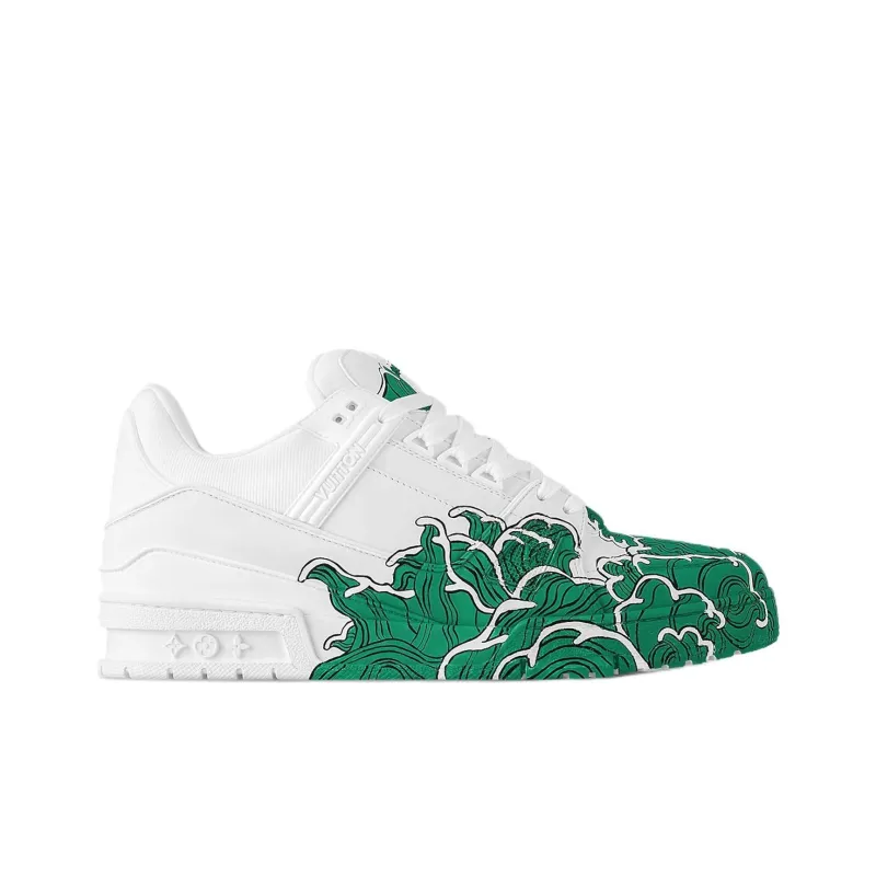 LOUIS VUITTON Trainer Low Top Skateboard Shoes Unisex Green White-1