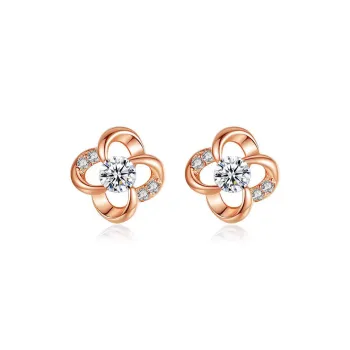 WEEKISS 18K Gold Stud Earrings Women's Rose Gold