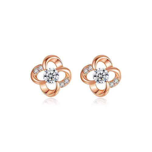 WEEKISS 18K Gold Stud Earrings Women's Rose Gold