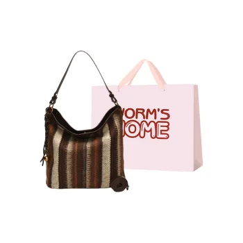 Worm's Home Woolen Crossbody Bag Shoulder Bag Regular Women's Brown Plaid/Black White Plaid/Burgundy Plaid