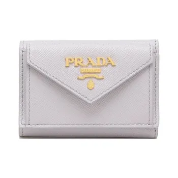PRADA Leather Wallet Mini Women's Purple