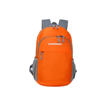 SUISSEWIN Polyester Large Capacity Backpack Travel Bag Unisex Vibrant Orange/Deep Sea Blue