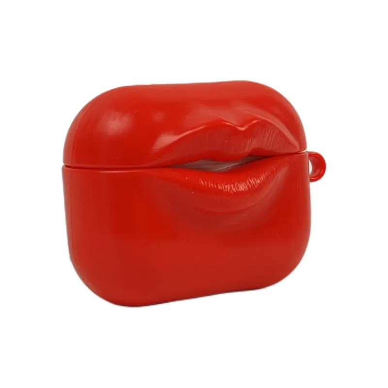 Wei Xin Apple AirPods 4/2/3/4th Generation/AirPods Pro/Pro 2 Silicone Flame Red Lip Earphone Case Headphone Cases-1