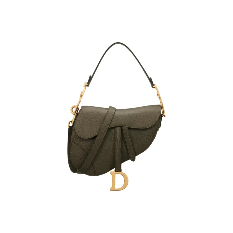 DIOR Saddle Calfskin Saddle Bag, One Shoulder Handbag Women's Khaki-0