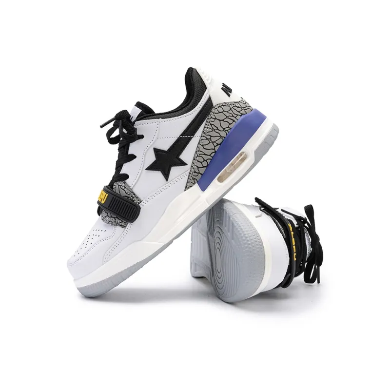 WELKIN&WZWJ Stars Collection White Sneakers Slip-Resistant Height Increasing Low-Top Skateboard Shoes Unisex-134