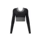 Peach Multicolor Mock Two-Piece Long-Sleeved-Starburst Black