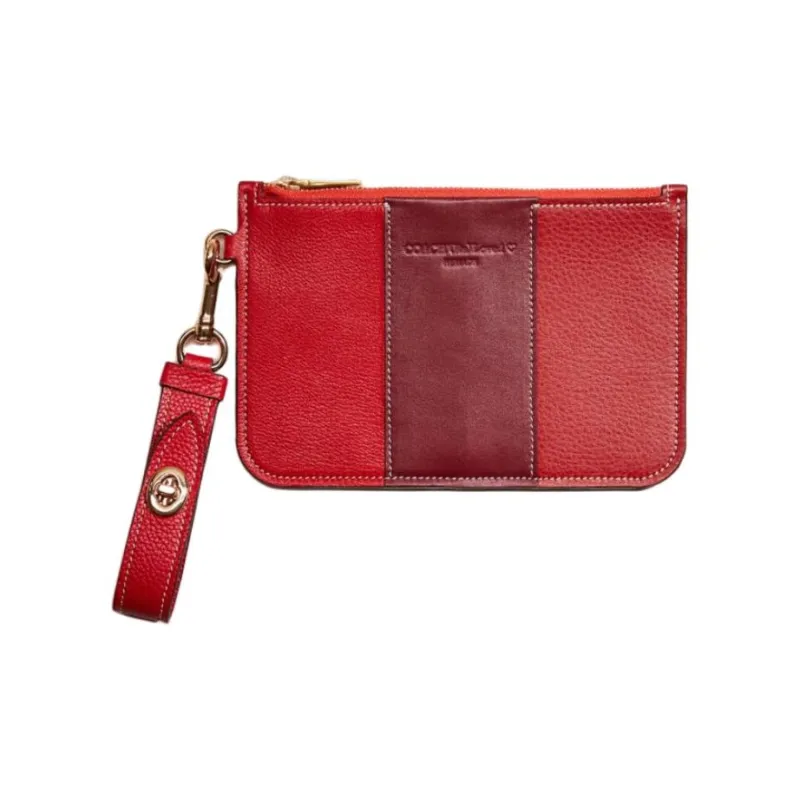 COACH Turnlock Leather Clutch Small Size Women's Red-0