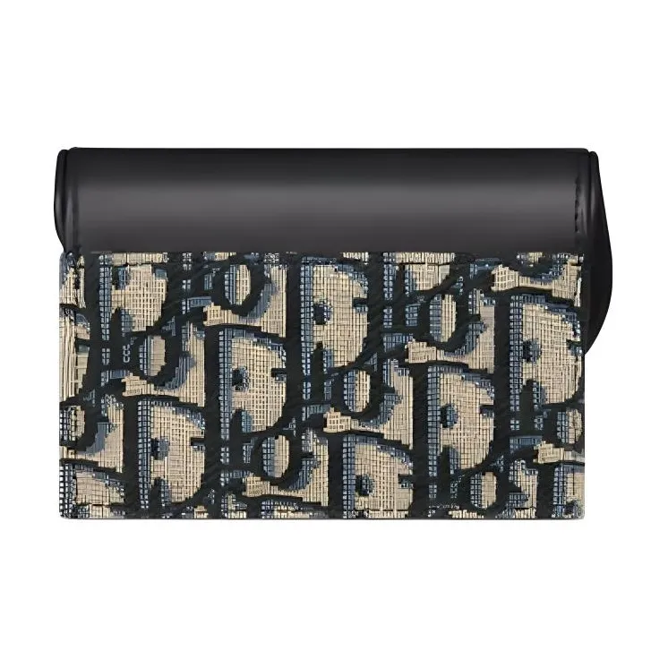 DIOR Oblique Print Soft Calfskin Card Holder Women's Blue-2