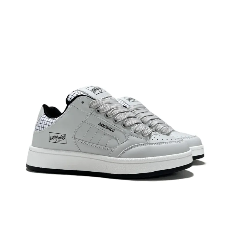 JIANGSHOU Lightweight Anti Slip And Wear Resistant Low Top Skateboard Shoes Unisex Gray-4