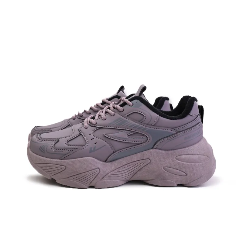 Warrior Trendy Casual Shoes Anti-Slip And Wear-Resistant Lightweight Low-Top Chunky Sneakers Women's Dark Purple Gray-2