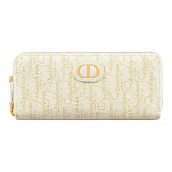 DIOR 30 Montaigne Cotton Wallet Women's Gold & White