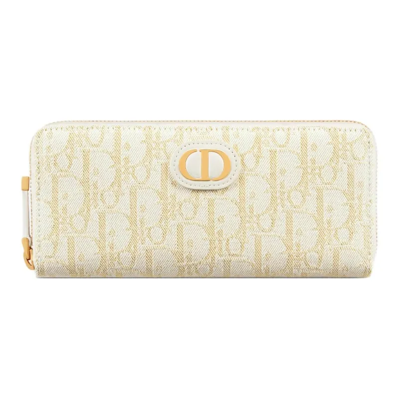 DIOR 30 Montaigne Cotton Wallet Women's Gold & White-0