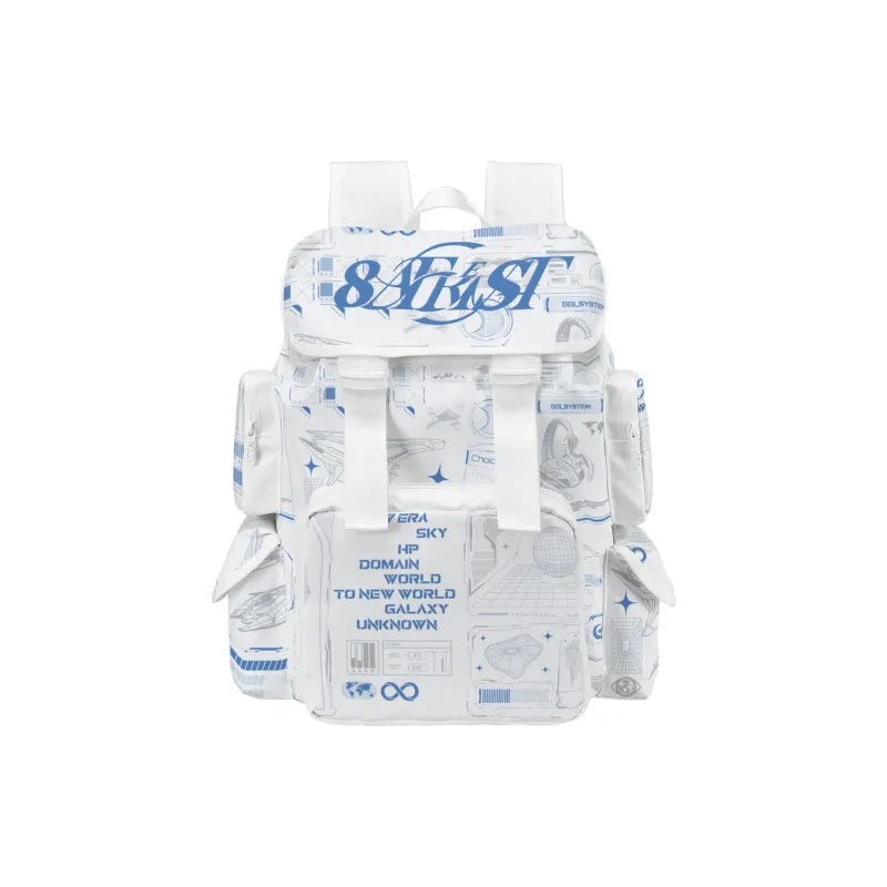 8atheist Polyester Water Repellent Commute Students Backpack Regular Unisex White-0