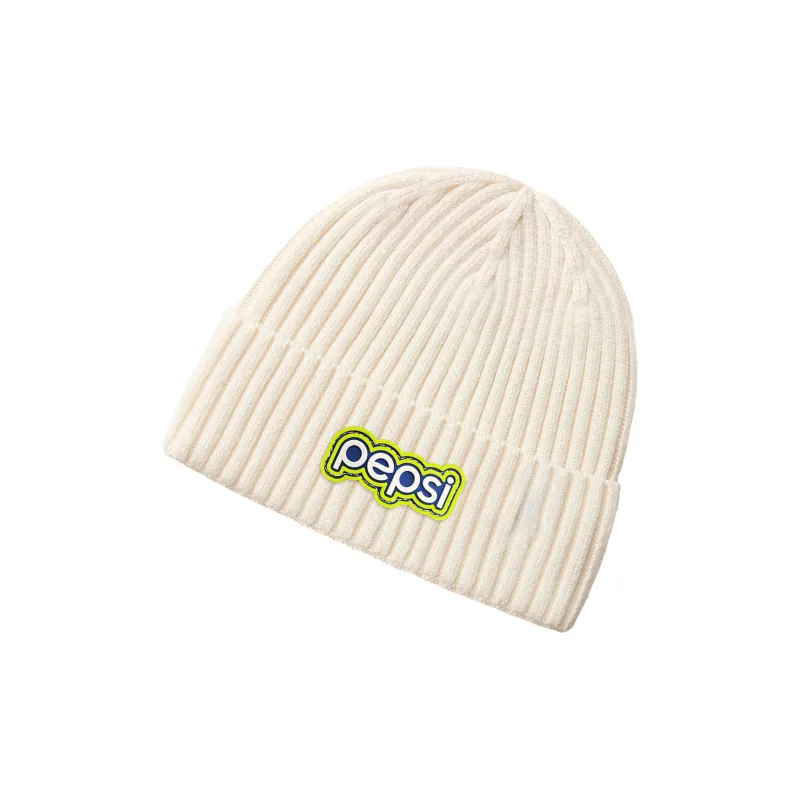Pepsi Viscose Plush Beanie Unisex Beige Dark Gray Brown-1
