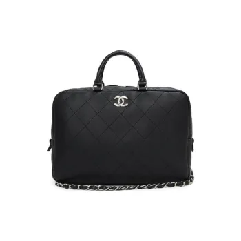 CHANEL Calfskin Bowling Bag, Handbag Women's Black