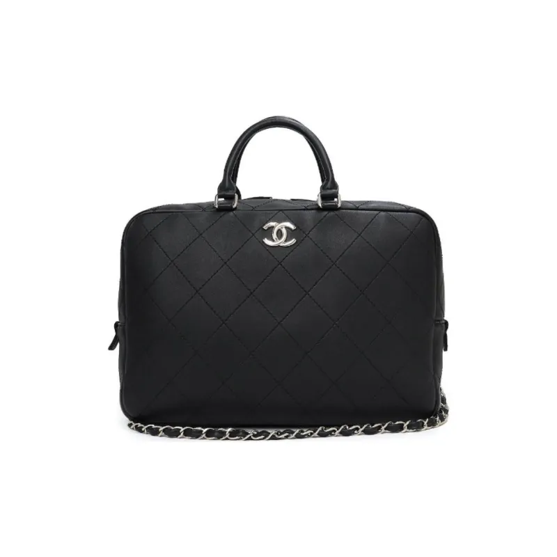 CHANEL Calfskin Bowling Bag, Handbag Women's Black-0