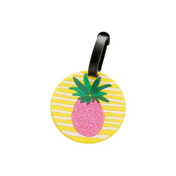RUYISHI PU Luggage Tag Unisex English/Rainbow/Round Pineapple/Black Slippers/Watermelon/Flamingo